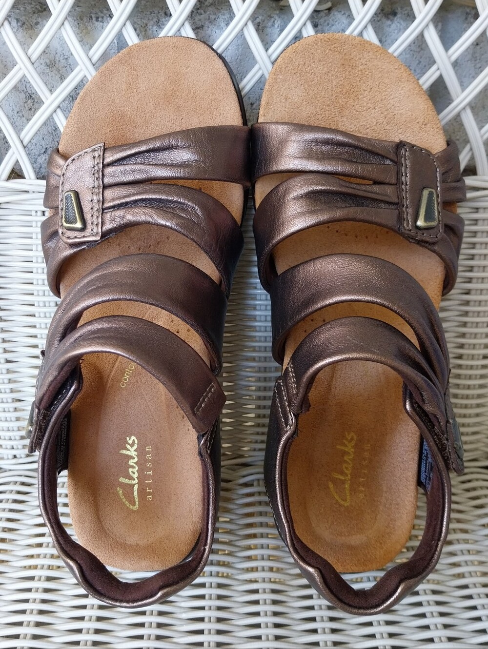 Clarks Bronze Metallic Strappy Slingback Sandals